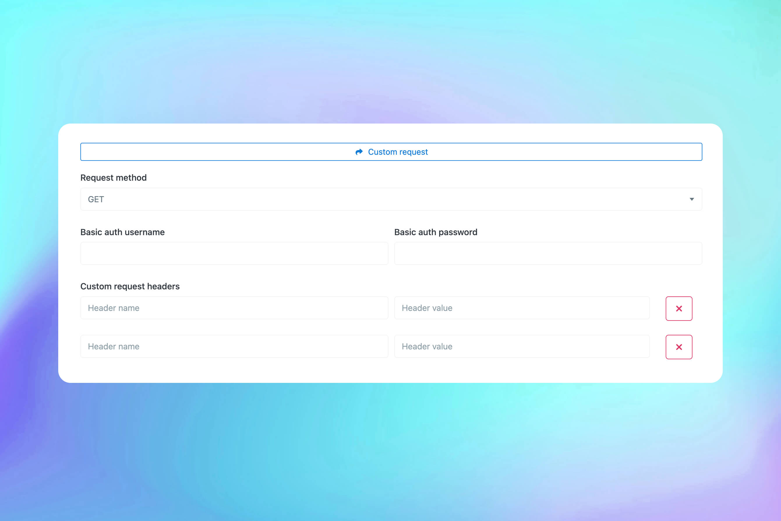 Screenshot der benutzerdefinierten HTTP-Requests-Funktion
