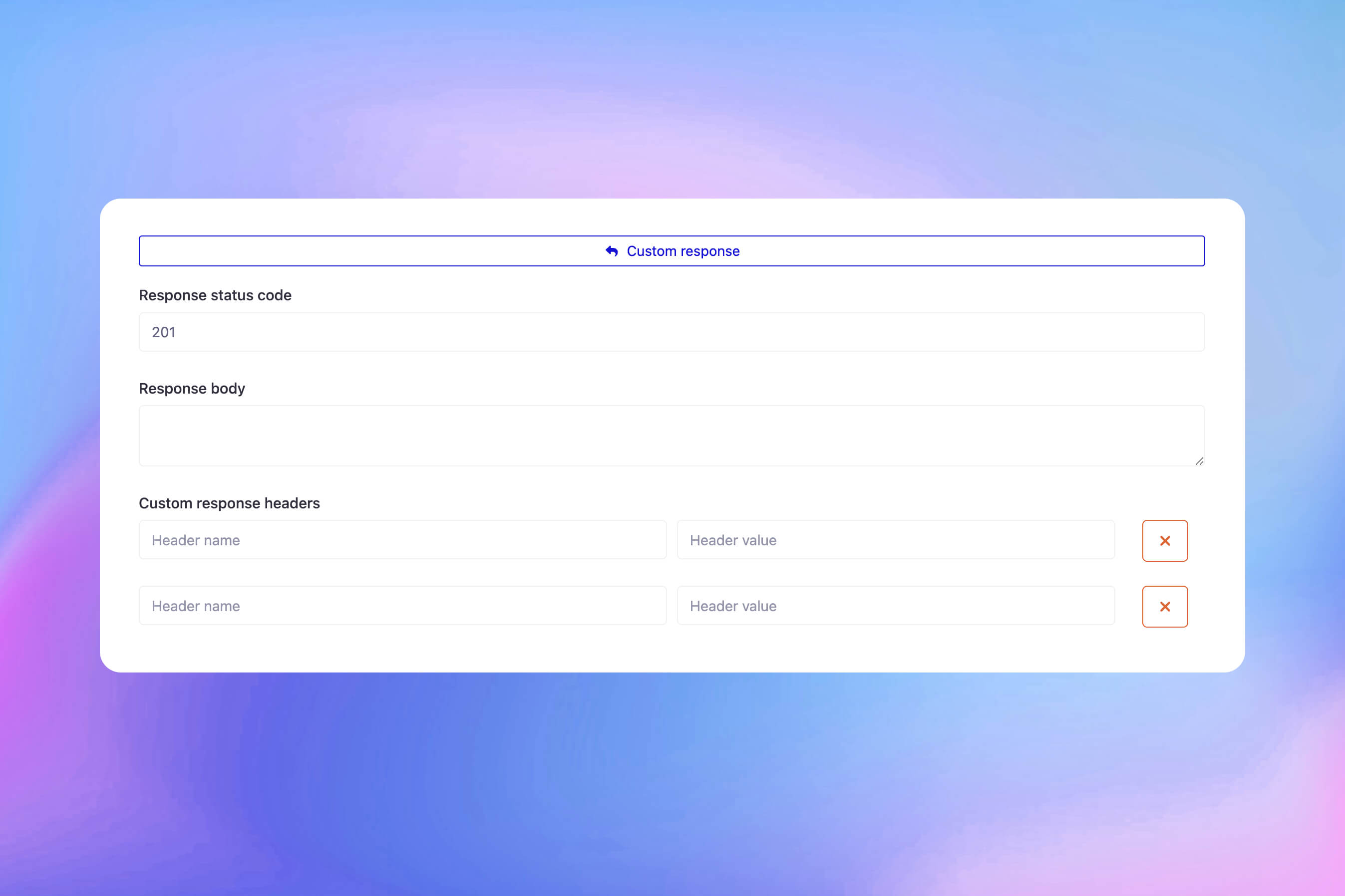 Screenshot der benutzerdefinierten HTTP-Responses-Funktion