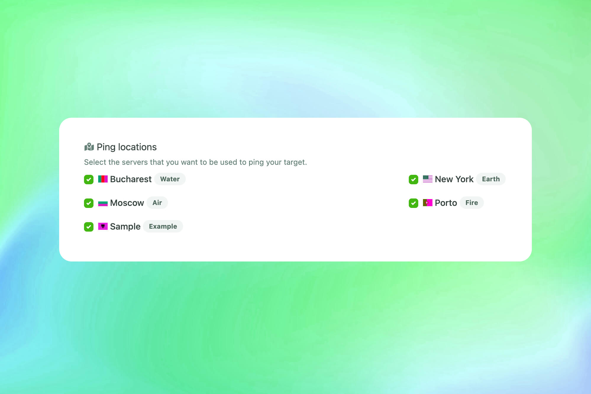 Screenshot der Ping-Server-Funktion